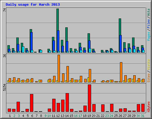 Daily usage for March 2013