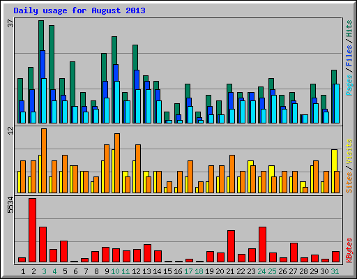 Daily usage for August 2013