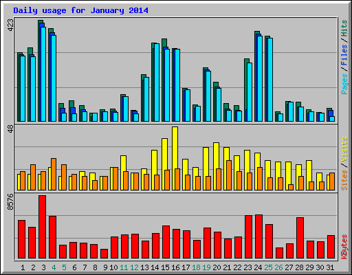 Daily usage for January 2014