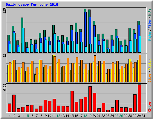 Daily usage for June 2016
