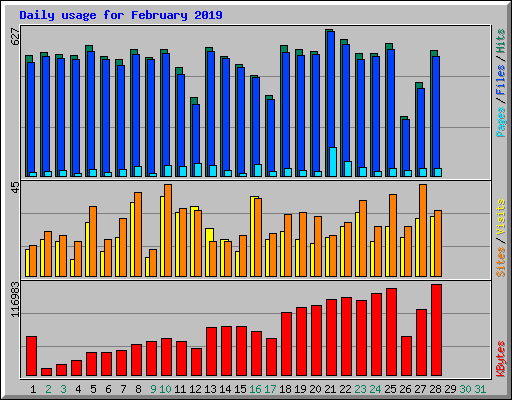 Daily usage for February 2019