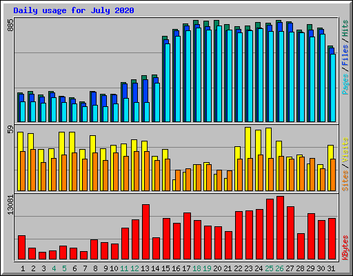 Daily usage for July 2020