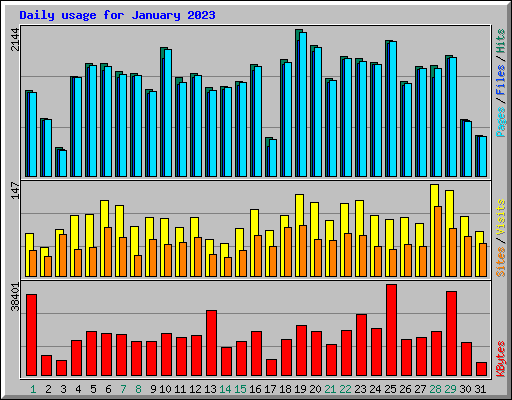 Daily usage for January 2023