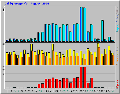 Daily usage for August 2024
