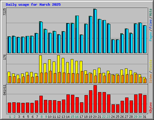 Daily usage for March 2025
