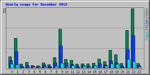 Hourly usage for December 2012