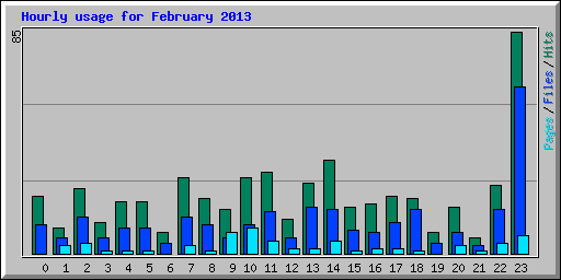 Hourly usage for February 2013