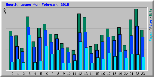Hourly usage for February 2016