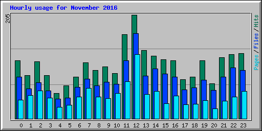 Hourly usage for November 2016