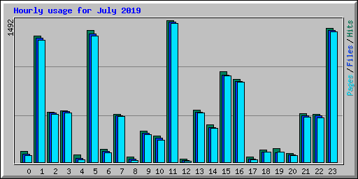 Hourly usage for July 2019